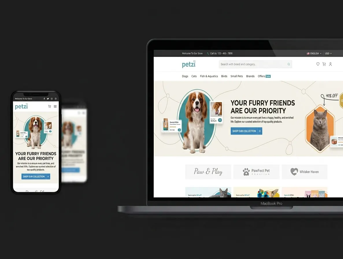 Petzi Store — Responsive Pet Supplies E-commerce
